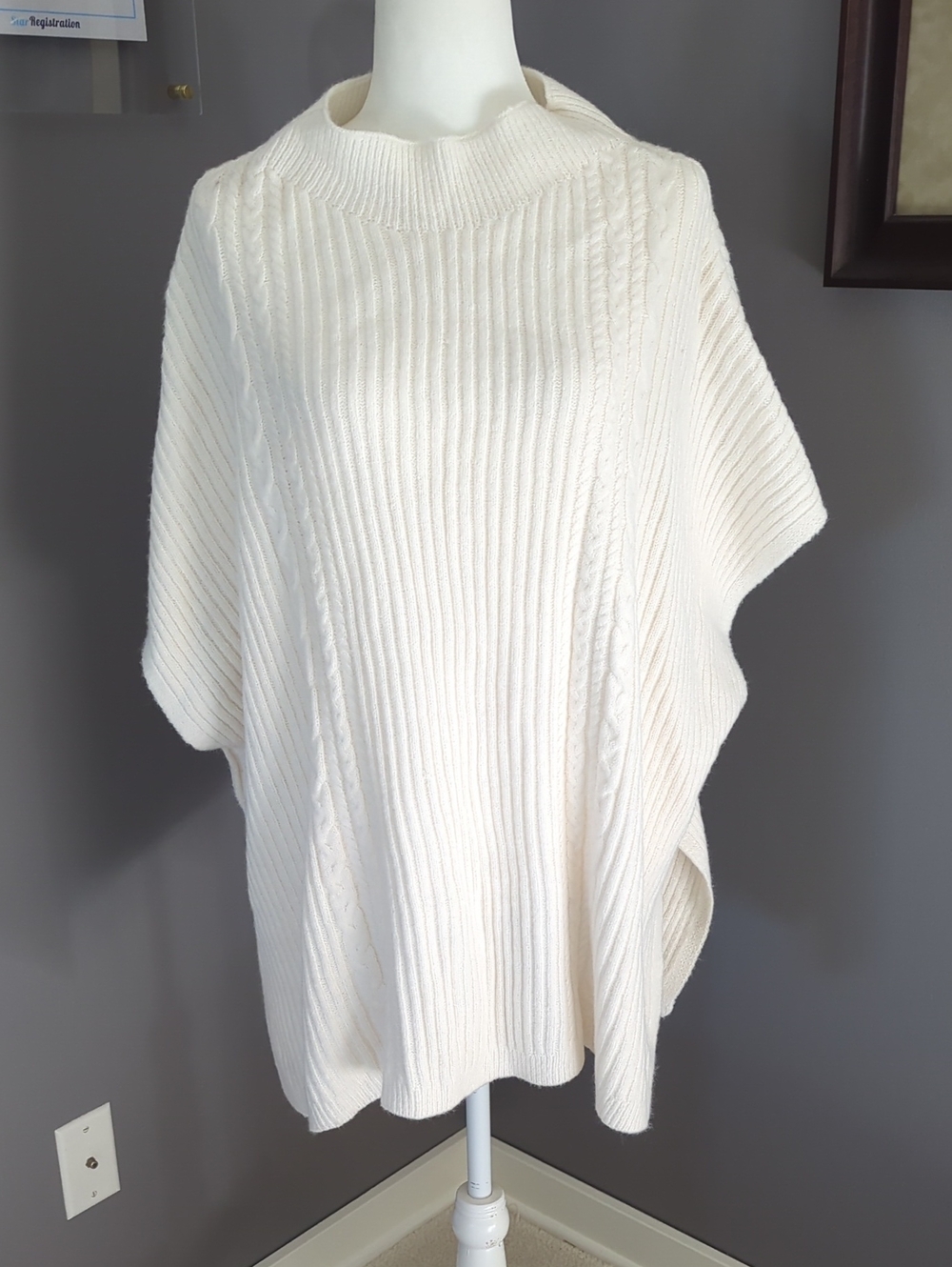 3 For $30. LC Lauren Conrad Cream Cable-Knit Poncho